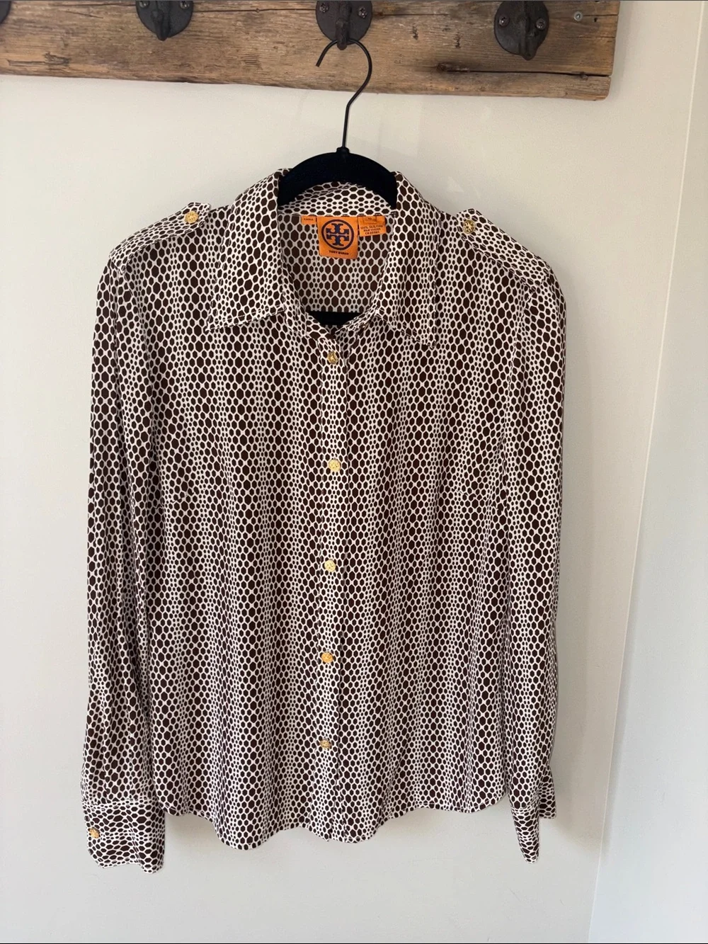 Tory Burch Animal Print Silk Blouse